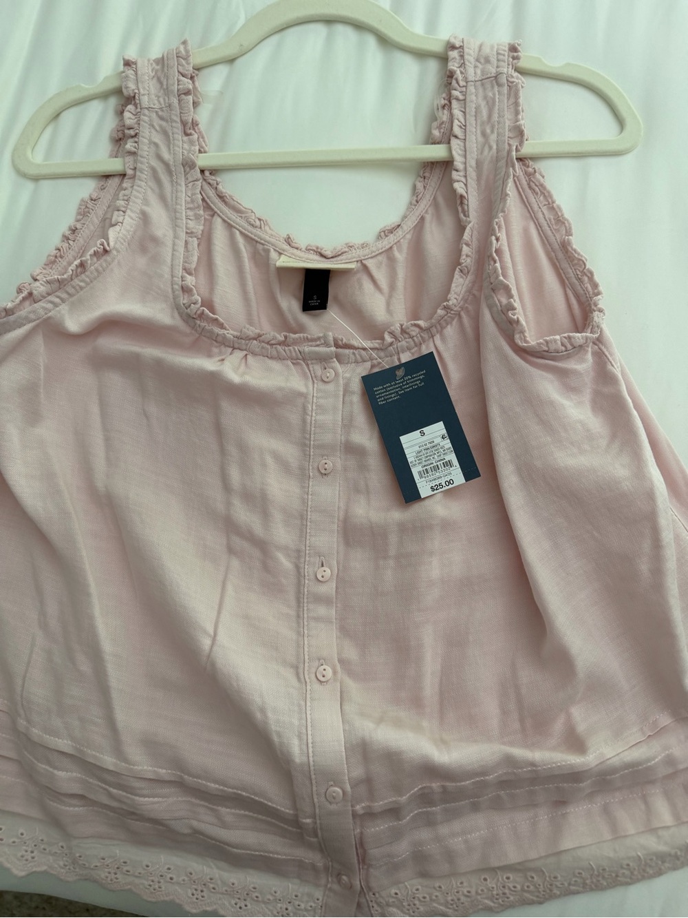 Target Pale Pink Ruffle-Trim Button Front Tank